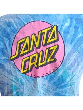 Santa Cruz Skateboards Medium T-shirt Men's Blue Tie-Dye T-Shirt M 100% Cotton